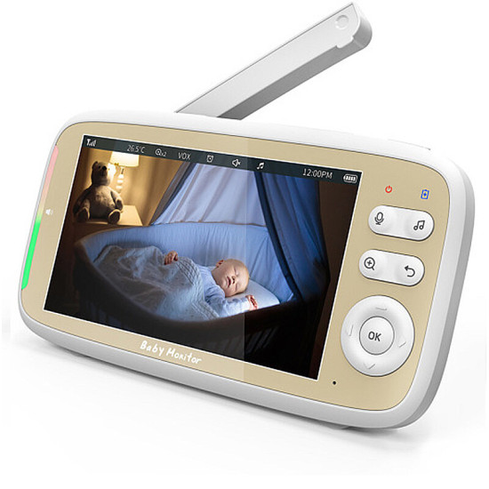 VB803 5inch HD Baby Monitor with Camera Two-way Talk Auto Night Vision PTZ Viewing Zoom in Built-in 8 lullabies Temperature Monitoring Security Camcorder