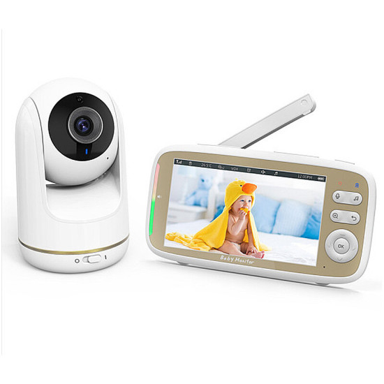 VB803 5inch HD Baby Monitor with Camera Two-way Talk Auto Night Vision PTZ Viewing Zoom in Built-in 8 lullabies Temperature Monitoring Security Camcorder