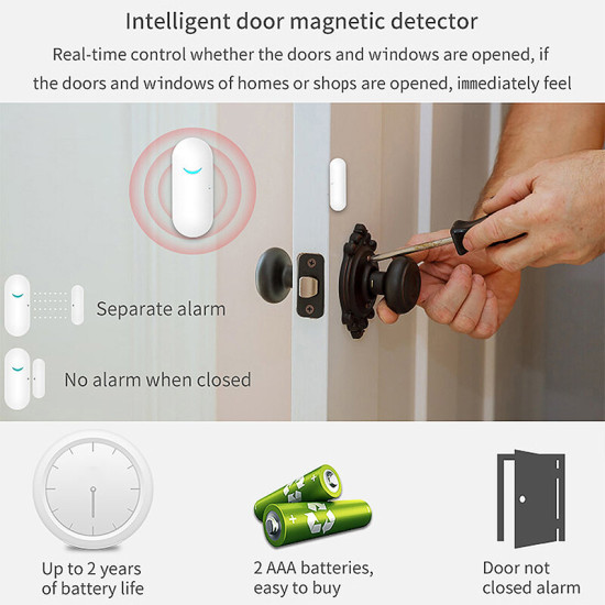 Wireless GSM Burglar Alarm Tuya Smart Home WiFi Alarm System Kit Multifuctional Anti-theft Security Device Kit with Alexa Google