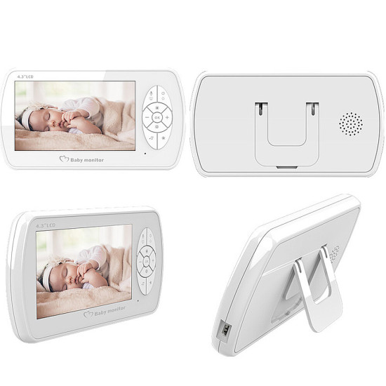 M520 1080P 4.3inch Baby Monitor Wireless Digital Monitor Temperature Monitoring 8 Lullabies Auto Night Vision Two-way Talk Mini Baby Watcher Camera Device - EU Plug