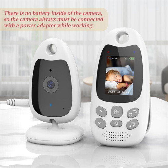 VB610 2.0 inch Wireless Indoor Video Baby Monitor Two-Way Intercom Temperature Monitoring Auto Night Vision Security Camera Newborns Nanny Babysitter EU Plug