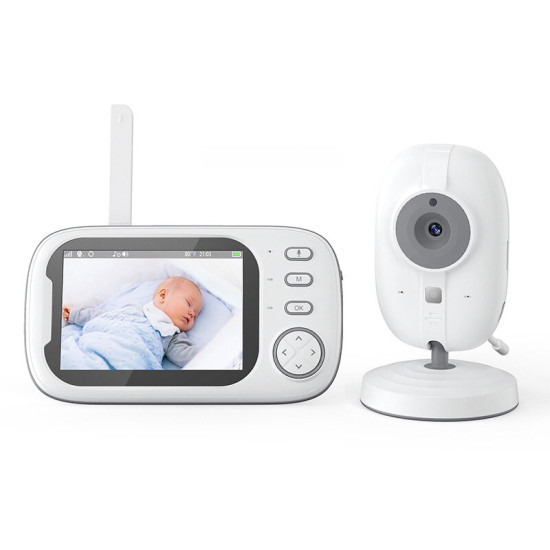 ABM600 3.5 inch Video Baby Monitor with Camera Two-Way Audio Babysitter Wireless Night Vision Temperature Monitoring Security Cameras EU Plug