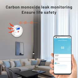 Tuya WiFi Smart Carbon Monoxide Detector Alarm 85dB Sound Warning LCD Digital Display Home Indoor CO Poisoning Siren