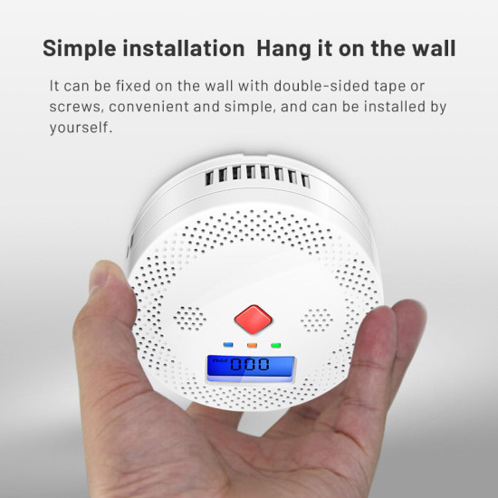 Tuya WiFi Smart Carbon Monoxide Detector Alarm 85dB Sound Warning LCD Digital Display Home Indoor CO Poisoning Siren