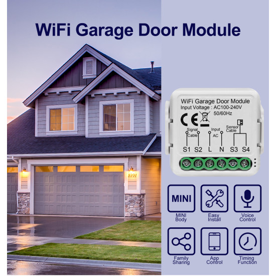 Tuya Smart WiFi Garage Door Sensors Opener Controller 100V-240V Voice Remote Control Switch support Alexa Google Home Smart Life