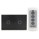 1 Way 2 Gang Crystal Glass Remote Panel Touch LED Light Switch Controller With Remote Control - White