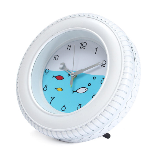 Retro Mediterranean Style Tire Alarm Clock Wall Clock Desktop For Home Decorative