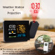 FanJu FJ3391 Multifunctional Weather Station Projector Clock Color Screen Time Temperature Projection Weather Forecast Humidity Calendar Dual Alarm Clock Digital Clock with Wireless Sensor - US Plug