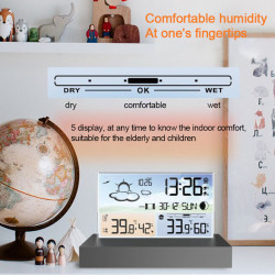 Clear Glass Weather Station Color Screen Thermometer Hygrometer Weather Forecast Calendar Wireless Indoors Outdoors Digital Temperature Humidity Monitor Alarm Clock