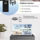 Clear Glass Weather Station Color Screen Thermometer Hygrometer Weather Forecast Calendar Wireless Indoors Outdoors Digital Temperature Humidity Monitor Alarm Clock