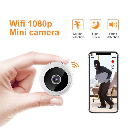 A9 Upgraded 1080P HD Mini Wireless WIFI IP Camera DVR Motion Detection Night Vision Sound Detection for Home Security - Black