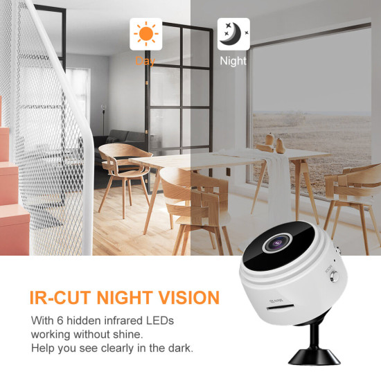 A9 Upgraded 1080P HD Mini Wireless WIFI IP Camera DVR Motion Detection Night Vision Sound Detection for Home Security - Black