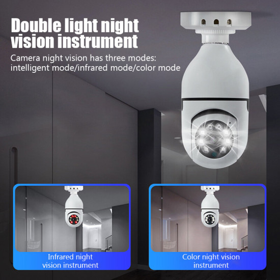 E27 Bulb WiFi Surveillance Camera Wireless Night Vision Auto Human Tracking Cam Home Panoramic Security Protection Monitor Camera