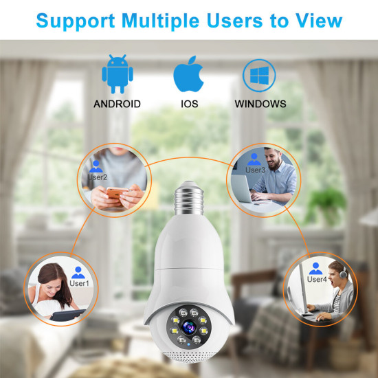 WiFi iP Bulb Camera with Lamp Holder 5G 1080P Wireless Night Vision Color Motion Detection Two-way Audio AP Hotspot Video Playback Home Security Camera