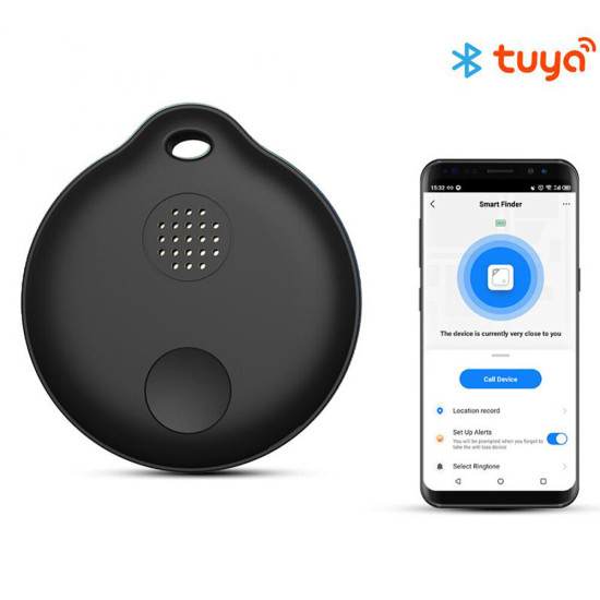 Tuya bluetooth Anti-Lost Finder Wireless Mini GPS Tracker APP Search Location Alarm Portable for Phone Suitcase Pet Key Finder - Black