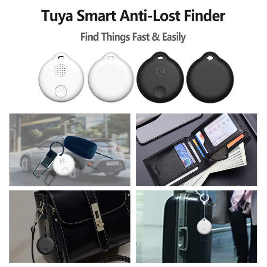 Tuya bluetooth Anti-Lost Finder Wireless Mini GPS Tracker APP Search Location Alarm Portable for Phone Suitcase Pet Key Finder - Black