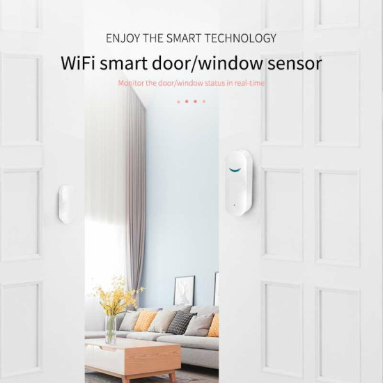 Tuya Doodle Wifi Door Magnetic Sensor Remote Intelligent Linkage Doors And Windows Open And Close Anti-alarm APP Alert Alarm