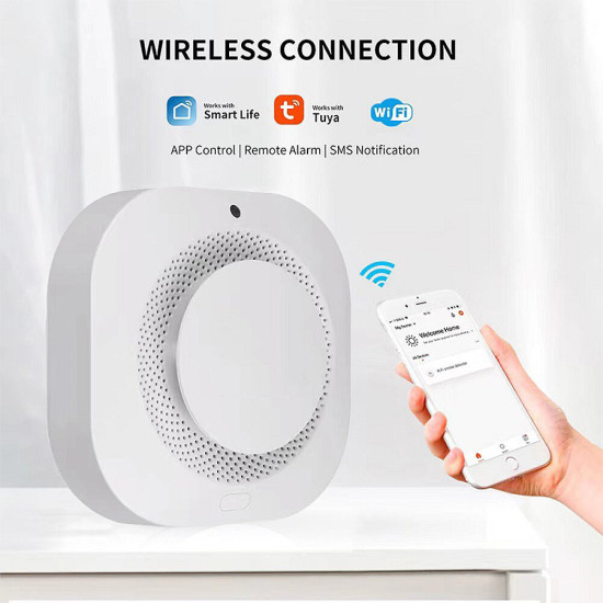 Tuya Wifi Smoke Sensor Fire Detection Alarm Smart Home Security Fire Protection Work with Alexa Google Home