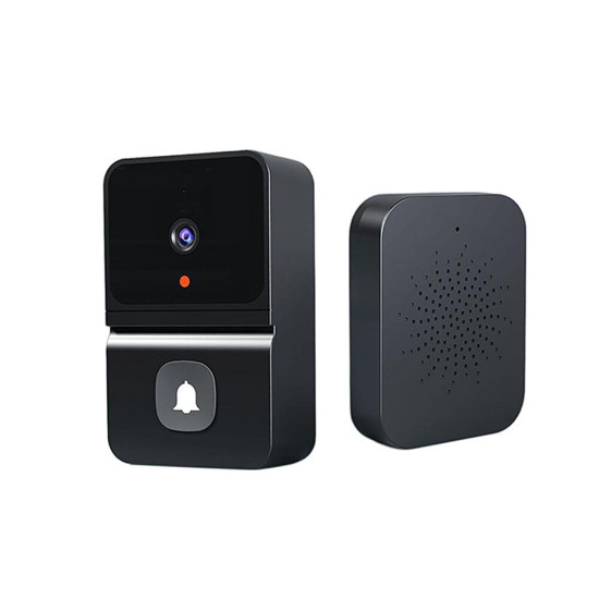 Wireless Video Doorbell 2.4GHz Smart Doorbell Camera IR Night Vision Two-way Audio Remote Phone APP Viewing Control Home Surveillance Video Doorbell - Black