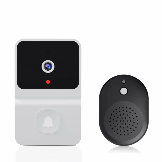 2.4G WiFi Video Doorbell Wireless HD Night Vision Remote Phone Monitoring Two-way Intercom Alarm Notification Push Motion Detection Intelligent Camera Door Bell - Black