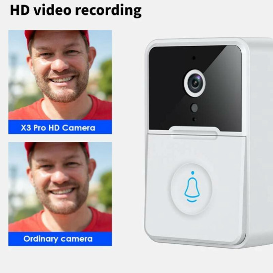 X3pro Smart WiFi Video Doorbell Night Vision Two-way Audio APP Control Remote Phone Push Notifications Home Security Monitor Door Bell