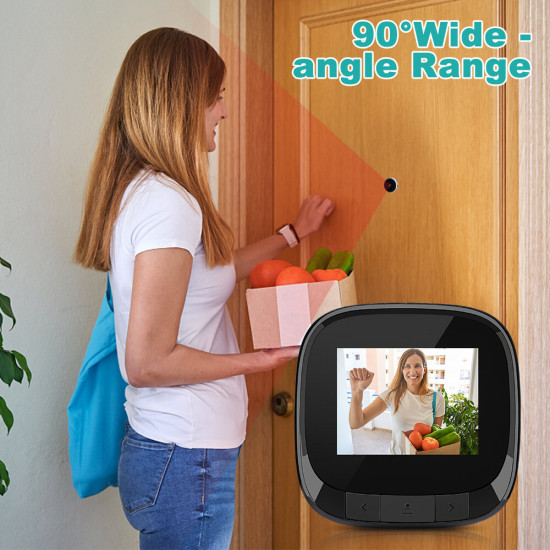 DD3S Smart Cat Eye Doorbell with Camera 2.4" LCD Screen 90° Angle Viewer Night Vision Built-in Memory Outdoors Visual Doorbell