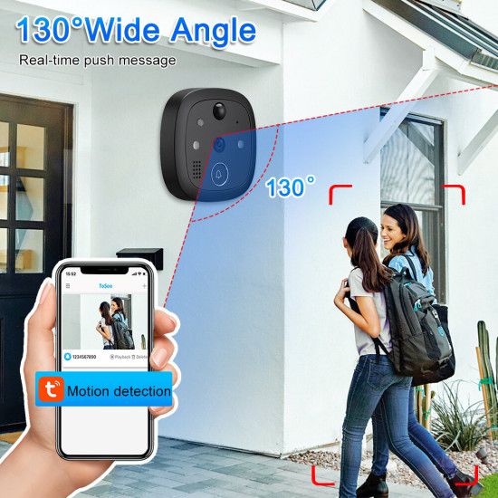 W2 Tuya Smart WiFi Door Viewer Wireless Video Doorbell with Remote Intercom APP Control Night Vision Smart Home Video Cat Eye Door Bell