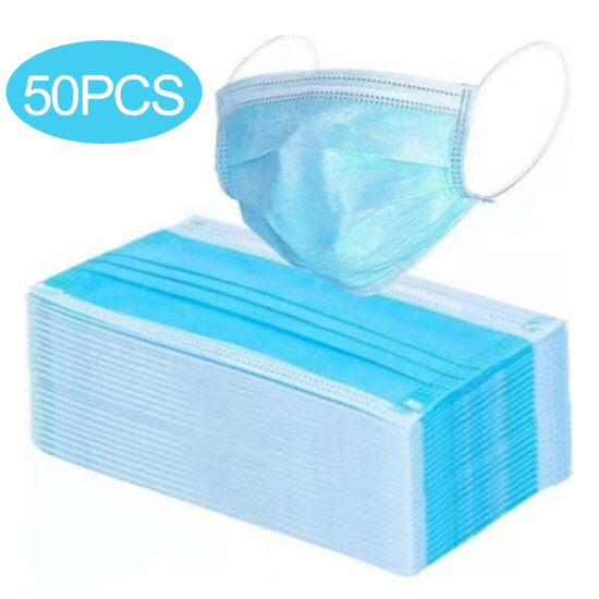 50pcs Face Mouth Masks Fast delivery Hot Sale 3-layer Mask Non Woven Disposable Anti-Dust Masks Earloops Masks - 50Pcs