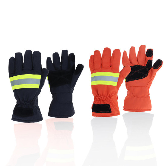 Fire Proof Protective Work Gloves Reflective Strap Fire Resistant Anti-static Safety Gloves for Firefighter - Orange