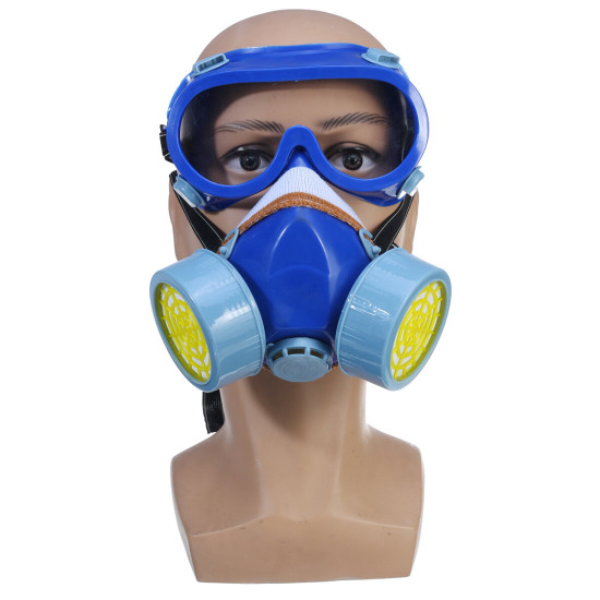 Gas Mask Full Face Dual Filters Respirator Reusable Air Spray Protective Goggles