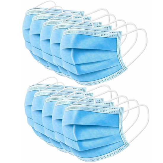 50Pcs Disposable Face Mask 3 Layer Protective Anti-Dust Respirator