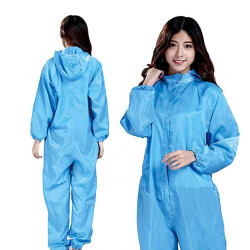 SGODDE Blue Protective Clothing Reusable Washable Dust-free Anti-static Clothing Work Clothes Full Body One-piece Dust-proof Clothing - S