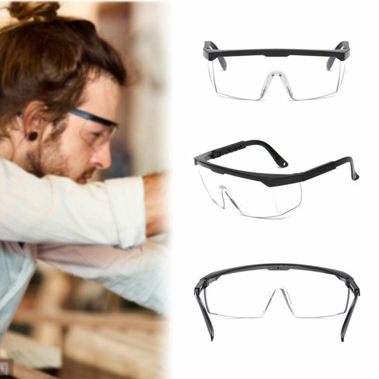 Safety Goggles Foldable Adjustable Anti-fog Anti-Sneeze Liquid Eye Protection Anti-Droplets Windproof Lab Glasses Clear Lens - B