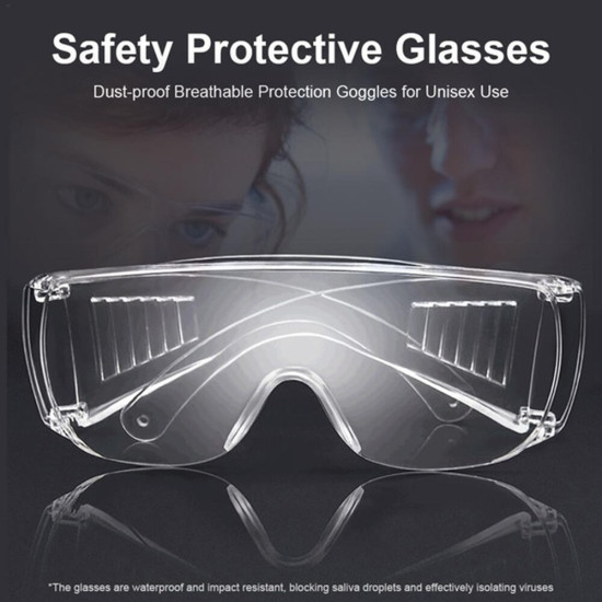 Safety Goggles Foldable Adjustable Anti-fog Anti-Sneeze Liquid Eye Protection Anti-Droplets Windproof Lab Glasses Clear Lens - B