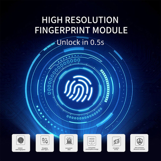 Smart Fingerprint Lock Anti-corrosion Abrasion Resistant 0.5s Recognize Low Power Consumption Intelligent Lock for Office Home - L28 rotating tongue fingerprint lock