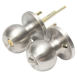 Stainless Steel Bathroom Round Door Knobs Set Handle Entrance Lock With Key 