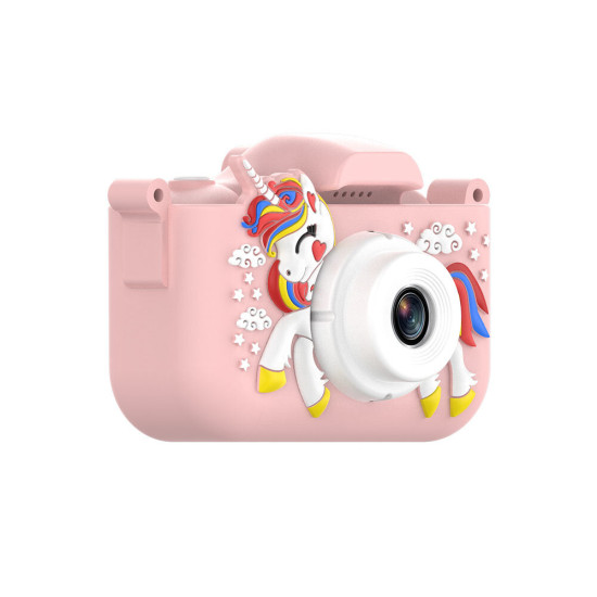 X10S Unicorn Digital Toy Camera 4000W 2.0 IPS Screen Childrens Camera for Kid Birthday Gift - Pink