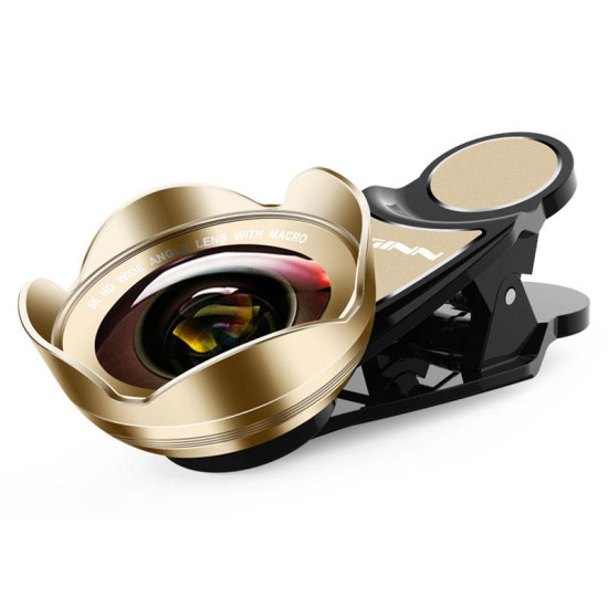 LIGINN L-630 5K HD 115 Degree Wide Angle 15X Macro No Distortion Lens for Mobile Phone Smartphone Photography - Gold