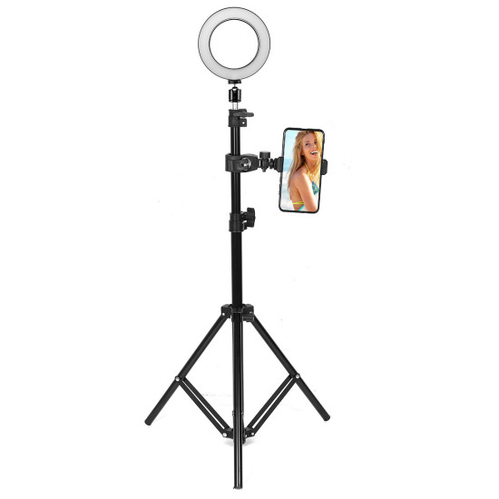 16cm 2700K-5500K Dimmable USB LED Ring Light Universal Phone Holder Adjustable Tripod Stand for Makeup Selfie Video Youtube Blog - Ring Light Tripod