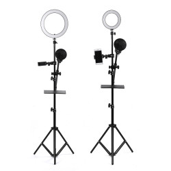 16/25cm Dimmable LED Video Ring Light Tripod Stand with Phone/Mic Holder bluetooth Selfie Shutter for Youtube Tik Tok Live Streaming - .A