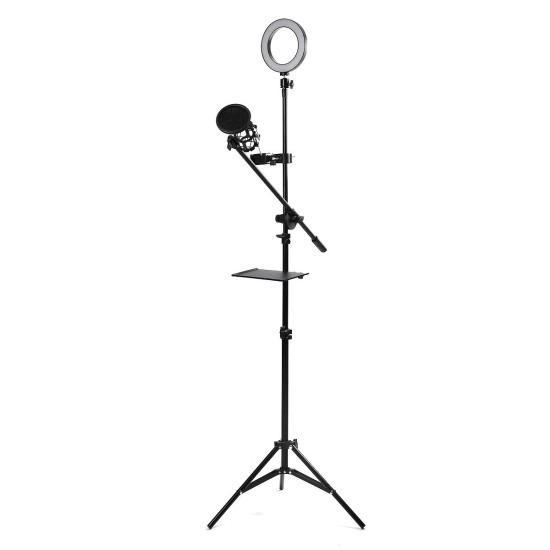 16/25cm Dimmable LED Video Ring Light Tripod Stand with Phone/Mic Holder bluetooth Selfie Shutter for Youtube Tik Tok Live Streaming - .A