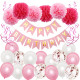 Happy Birthday Party Decoration Banner Bunting Balloons Background - Black