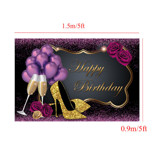 5x3FT 7x5FT 9x6FT High Heel Glass Purple Balloon Studio Birthday Photography Backdrops Background - A