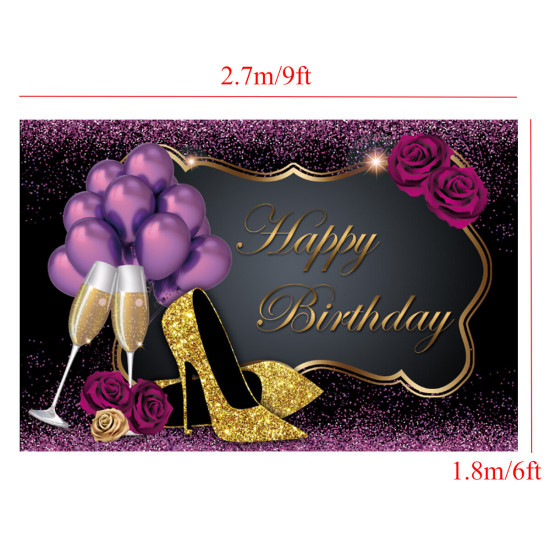 5x3FT 7x5FT 9x6FT High Heel Glass Purple Balloon Studio Birthday Photography Backdrops Background - A