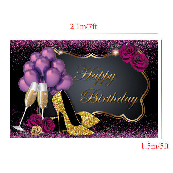 5x3FT 7x5FT 9x6FT High Heel Glass Purple Balloon Studio Birthday Photography Backdrops Background - A