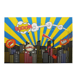 5x7FT 9x6FT Vinyl Cartoon City Bang Booom Photography Backdrop Background Studio Prop  - 2.7x1.8m