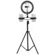 26cm LED Ring Light 3 Color 10 Brightness Dimmable Fill Light with Tripod Stand Dual Phone Clip for Youtube Live Stream Tiktok Broadcast - 50cm