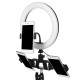 26cm LED Ring Light 3 Color 10 Brightness Dimmable Fill Light with Tripod Stand Dual Phone Clip for Youtube Live Stream Tiktok Broadcast - 50cm