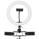 26cm LED Ring Light 3 Color 10 Brightness Dimmable Fill Light with Tripod Stand Dual Phone Clip for Youtube Live Stream Tiktok Broadcast - 50cm