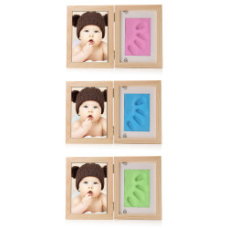 New Born Baby Hand Foot Print Soft Clay Photo Frame - Green